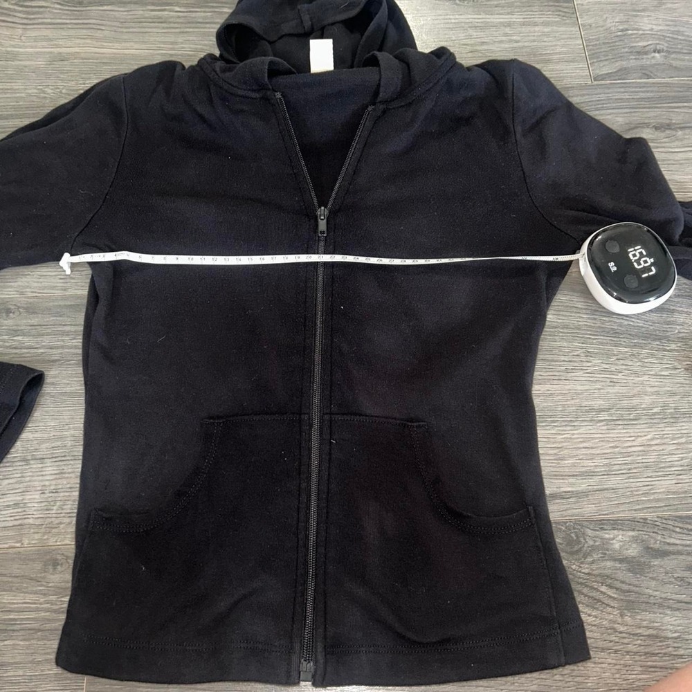 Y2K 2000s 100% cotton Womens Black Full Zip Hoodie L Peace Rhinestone - Picture 8 of 8